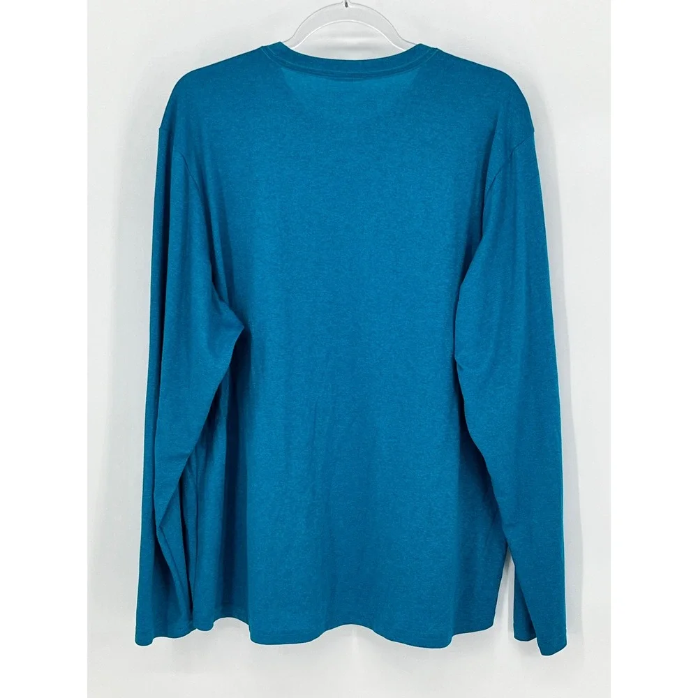 THE NORTH FACE Long Sleeve Shirt Mens XL Blue Heathered Crewneck Logo Activewear